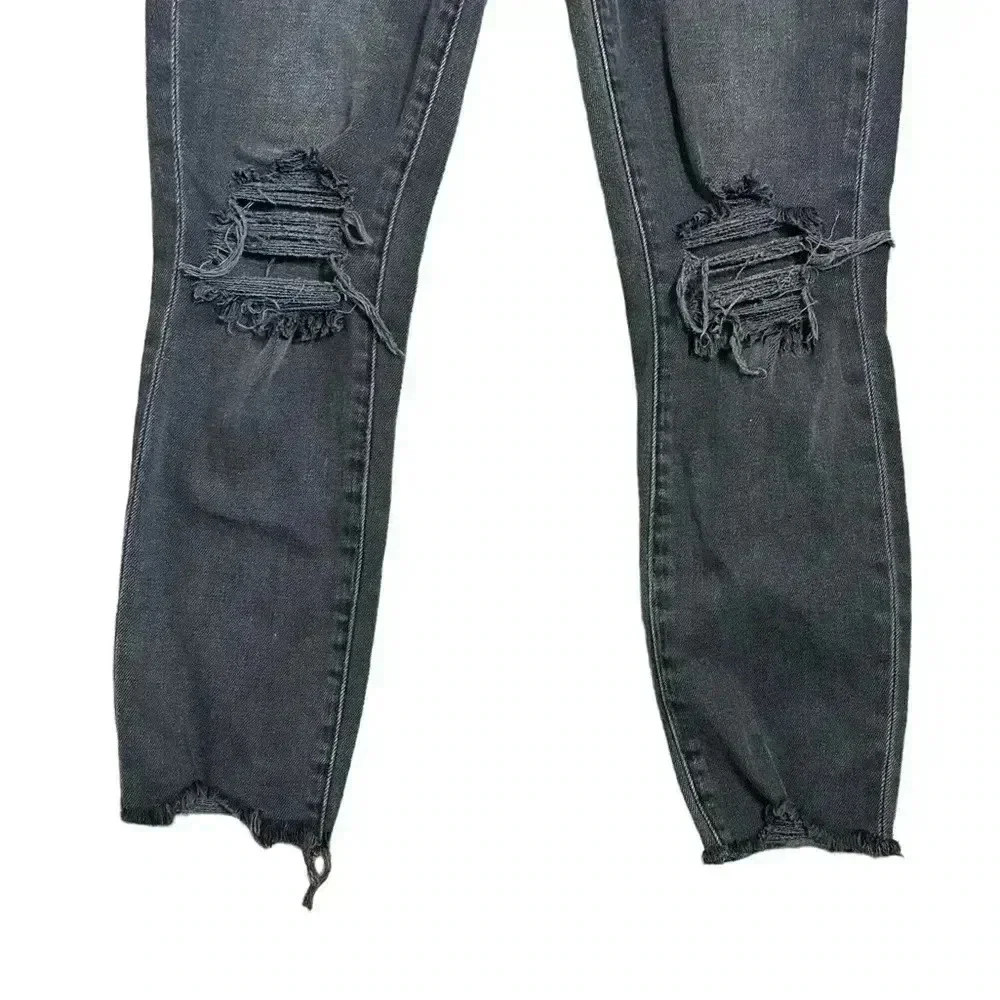 L Agence Womens High Rise Distressed High Line Skinny Jeans Gray Denim Size 26